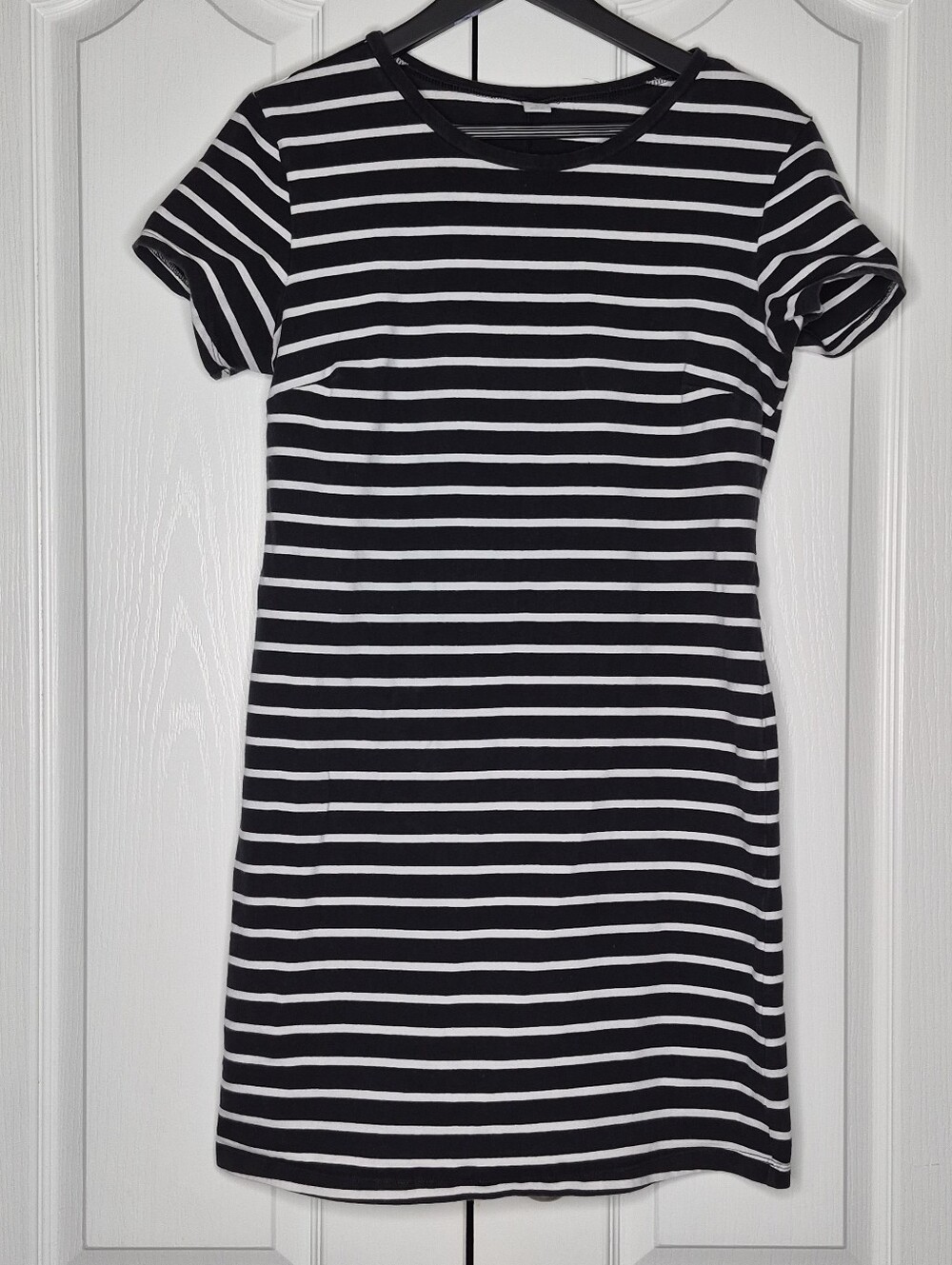 Old navy striped knit dress womens black & white short sleeve t shirt Sz L